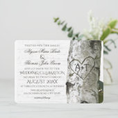 Rustieke Berkenboom bruiloft met gesneden hart Kaart (Staand voorkant)