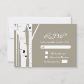 Rustieke berkenboom gesneden hart bruiloft RSVP Ka (Voorkant)