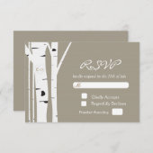 Rustieke berkenboom gesneden hart bruiloft RSVP Ka (Voorkant / Achterkant)