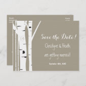 Rustieke berkenboom gesneden hart opslaan datum Br Aankondigingskaart (Voorkant / Achterkant)