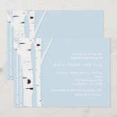 Rustieke berkenboom hart blauw huwelijksuitnodigin kaart (Voorkant / Achterkant)