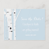 Rustieke Berkenboom Hart Blauw Save Date Briefkaar Aankondigingskaart (Voorkant)