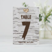 Rustieke berkenboom hart initialen rustieke bruilo informatiekaartje (Staand voorkant)