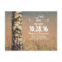 Rustieke berkenboom hart land save the date