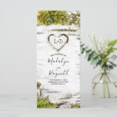 Rustieke berkenboom hart val bruiloft programma's (Staand voorkant)