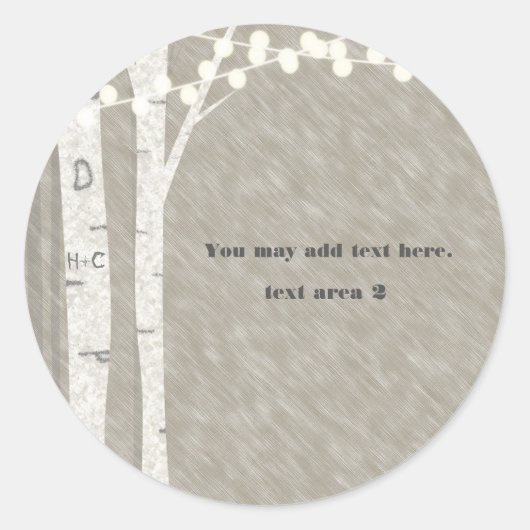 Rustieke berkenboom string lampjes gunst Stickers (Voorkant)