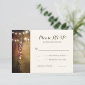 rustieke berkenboom string lichten bruiloft RSVP k Kaartje (Staand voorkant)