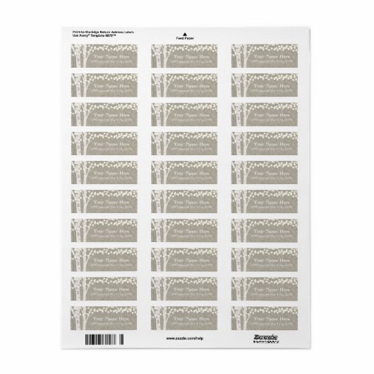 Rustieke berkenboom String Lights Adresetiketten Etiket (Full Sheet)
