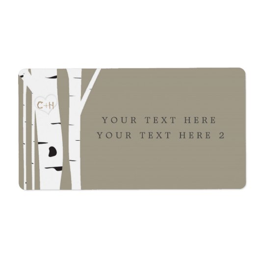 Rustieke berkenboom Taupe Party Pakket Label (Voorkant)