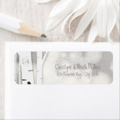 Rustieke berkenboom winter besneeuwde Adresetikett Etiket (Insitu)