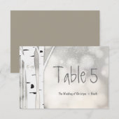 Rustieke berkenboom winter besneeuwde tafel nummer kaart (Voorkant / Achterkant)