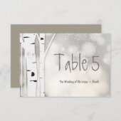 Rustieke Berkenboom Winter Sneeuwige Tafel Nummer  Kaart (Voorkant / Achterkant)