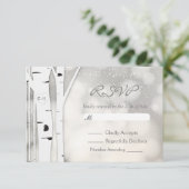 Rustieke Berkenboom Winter Wit Sneeuwachtige RSVP- RSVP Kaartje (Staand voorkant)