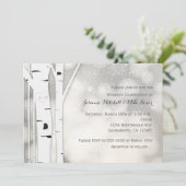 Rustieke Berkenboom Winter Witte bruiloft uitnodig Kaart (Staand voorkant)