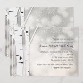 Rustieke berkenboom winter witte trouw uitnodiging (Voorkant / Achterkant)