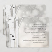 Rustieke berkenboom winter witte trouw uitnodiging (Voorkant / Achterkant)