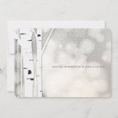 Rustieke berkenboom winter witte trouw uitnodiging (Achterkant)