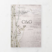 Rustieke berkenschors met hertenbruiloft drieluik uitnodiging (Cover)