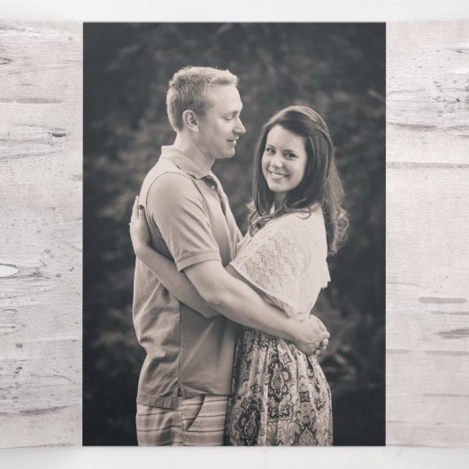 Rustieke berkenschors met hertenbruiloft drieluik uitnodiging (Binnenkant midden)