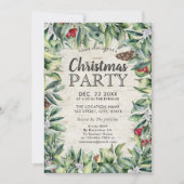 Rustieke Berry Winter Groen Berken Kerstfeest Kaart (Voorkant)