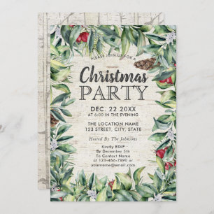 Rustieke Berry Winter Groen Berken Kerstfeest Kaart
