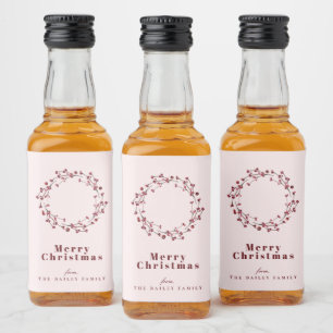 Rustieke Berry Winter krans vakantie Likeurfles Etiket