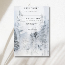Rustieke besneeuwde bergwaterverfwedding RSVP kaartje