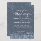Rustieke besneeuwde winterbos bruiloft kaart (Voorkant / Achterkant)