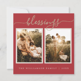 Rustieke Bessen Tak Kerst Foto Vakantiewenskaart Feestdagenkaart