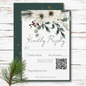 Rustieke bessen Winter Bloemen QR Code Bruiloft RSVP Kaartje