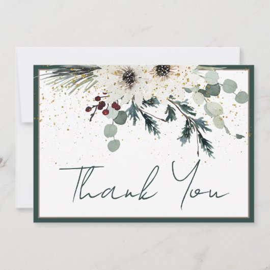 Rustieke bessen winter bloemenbruiloft bedankkaart (Voorkant)