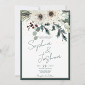 Rustieke bessen winter bloemenbruiloft kaart (Voorkant)