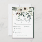 Rustieke bessen winter bloemenbruiloft RSVP kaartje (Voorkant)