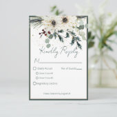 Rustieke bessen winter bloemenbruiloft RSVP kaartje (Staand voorkant)