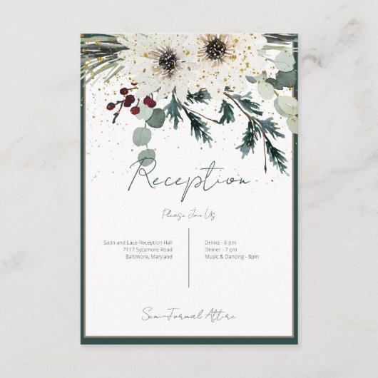 Rustieke bessen winter bloemenontvangst informatiekaartje (Voorkant)