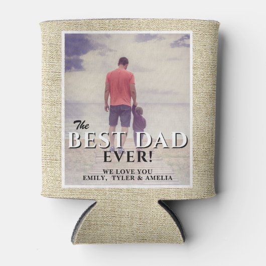 Rustieke Beste Pap Ooit Foto Vaderdag Blikjeskoeler (Voorkant)