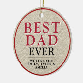 Rustieke Beste Papa Rode Typografie Foto Keramisch Ornament (Links)