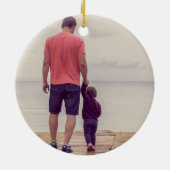 Rustieke Beste Papa Rode Typografie Foto Keramisch Ornament (Achterkant)