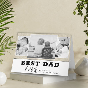 Rustieke Beste Papa Vaderdag 3 Foto Collage Kaart