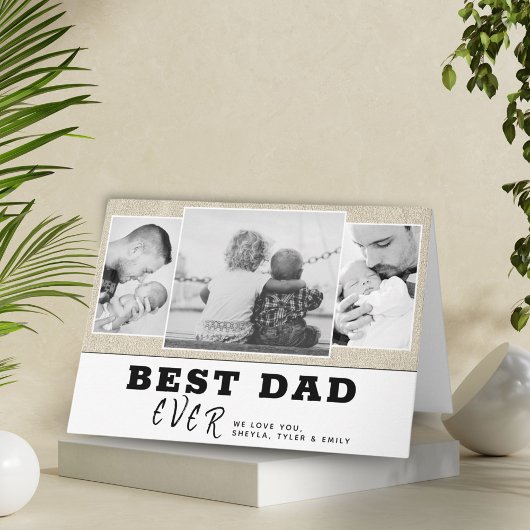 Rustieke Beste Papa Vaderdag 3 Foto Collage Kaart