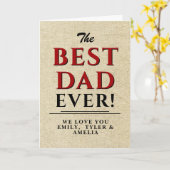 Rustieke Beste Papa Zwarte Rode Typografie Vaderda Kaart (Gele Bloem)