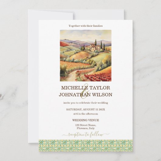 Rustieke bestemming Bruiloft Italië Toscane Floren Kaart (Voorkant)