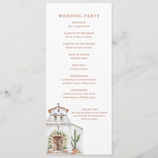Rustieke bestemming bruiloft programma programmakaart (Achterkant)