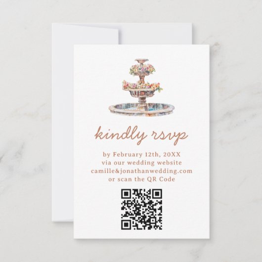 Rustieke bestemming bruiloft QR-code RSVP-kaart RSVP Kaartje (Voorkant)