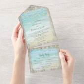 Rustieke Bestemming Strand Bruiloft All In One Uitnodiging (Afscheurbaar)