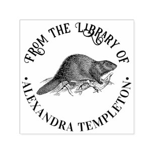 Rustieke Bever #2 Ronde Bibliotheek Boek Naam Zelfinktende Stempel