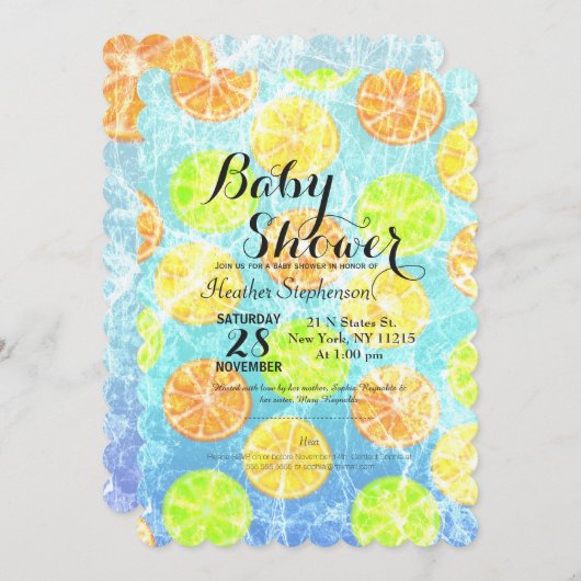 Rustieke Bevroren Citrus Zomerfruit Kaart (Voorkant / Achterkant)