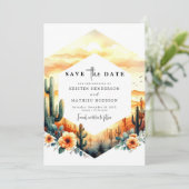 Rustieke bewerkbare cactus bruiloft save the date (Staand voorkant)