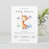 Rustieke bewerkbare Giraffe Baby shower Kaart (Staand voorkant)