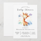 Rustieke bewerkbare Giraffe Baby shower Kaart (Voorkant / Achterkant)
